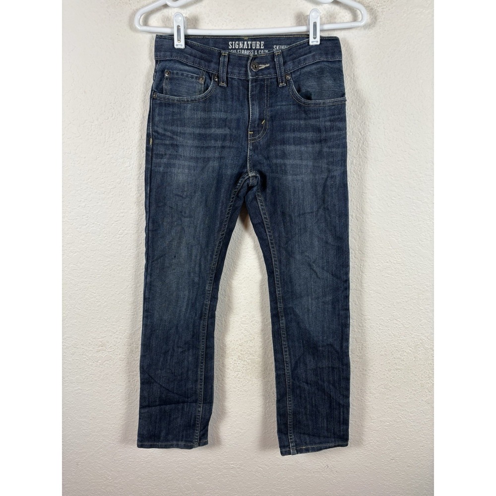 Levi's Signature Womens Juniors Jeans Sz 12 Comfort Blue Stains Skinny Good